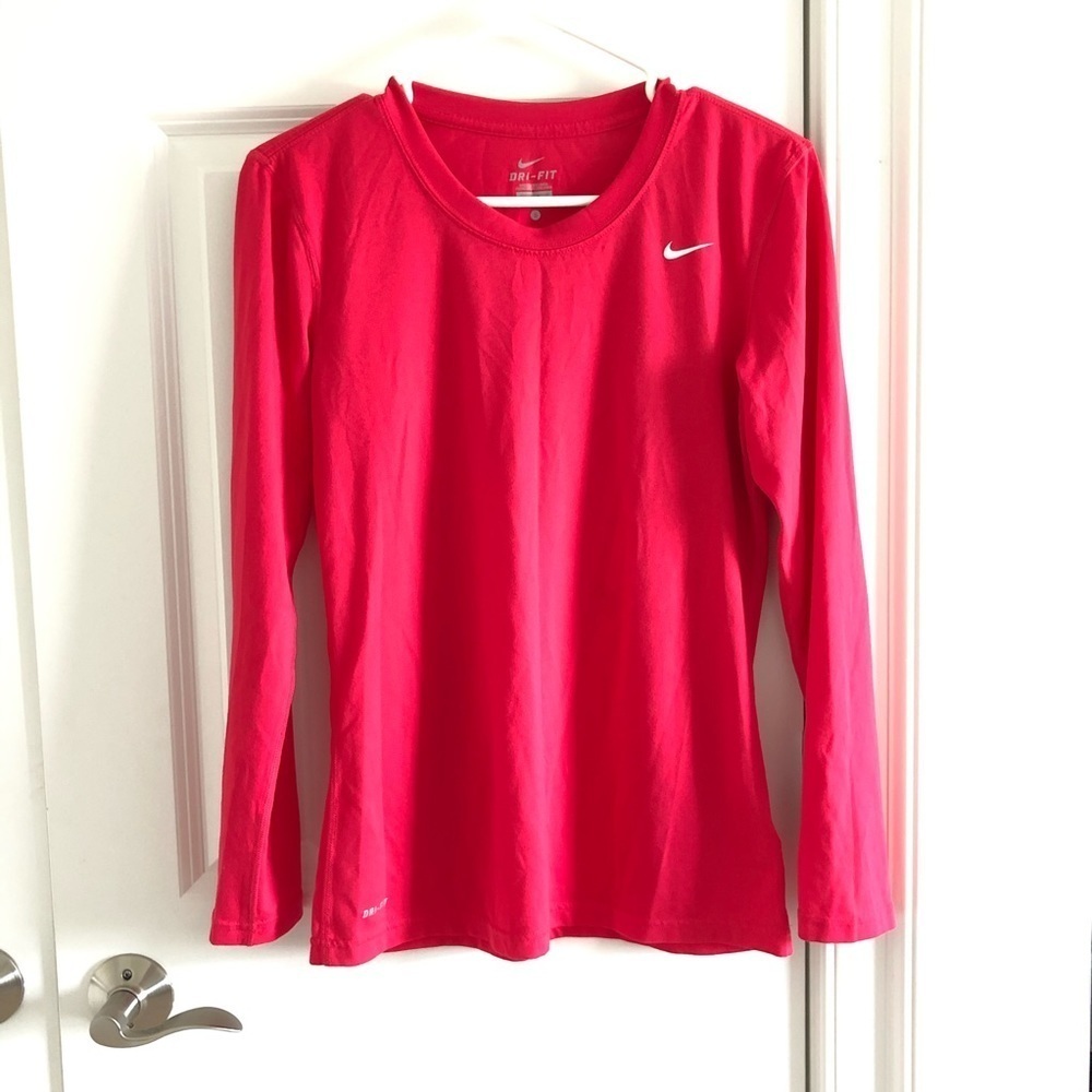 Nike Dri Fit Long Sleeve Shirt in Red